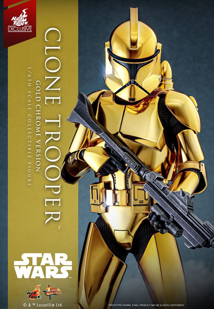 Star Wars Figura 1/6 Clone Trooper (Gold Chrome Version) Exclusive 30 cm
