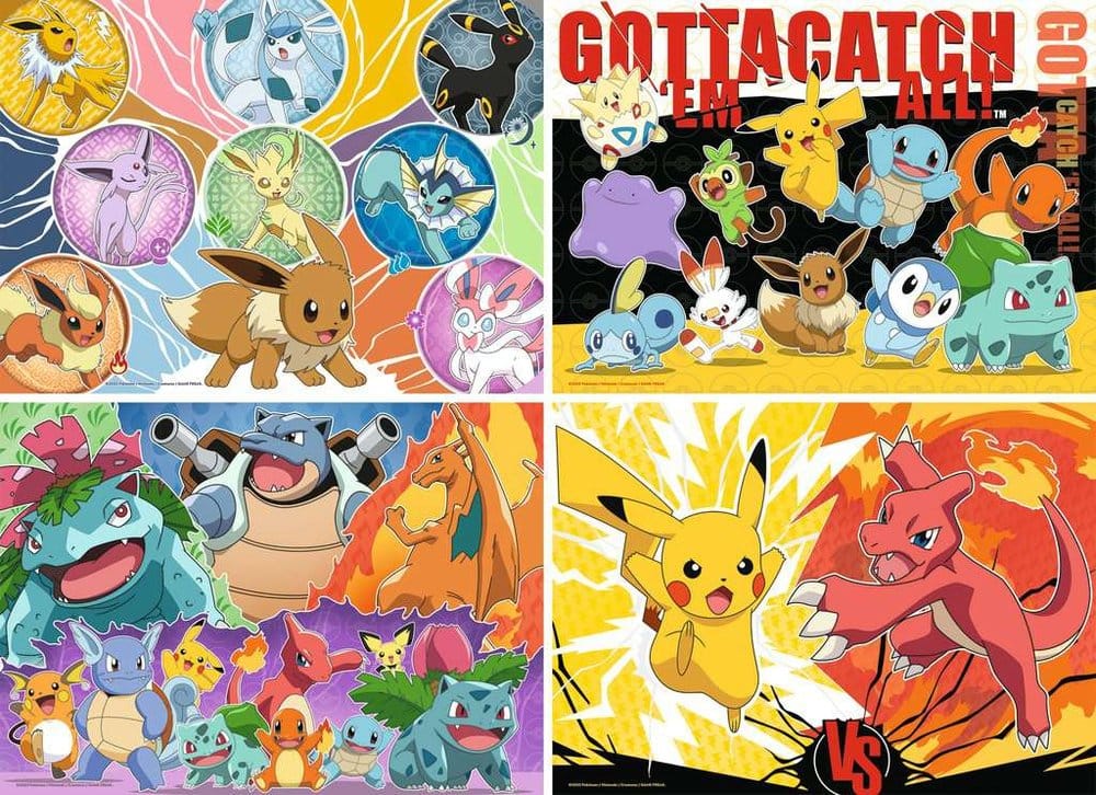 Pokémon Pack de 4 Puzzles Compañeros Pokémon (4×100 Piezas)